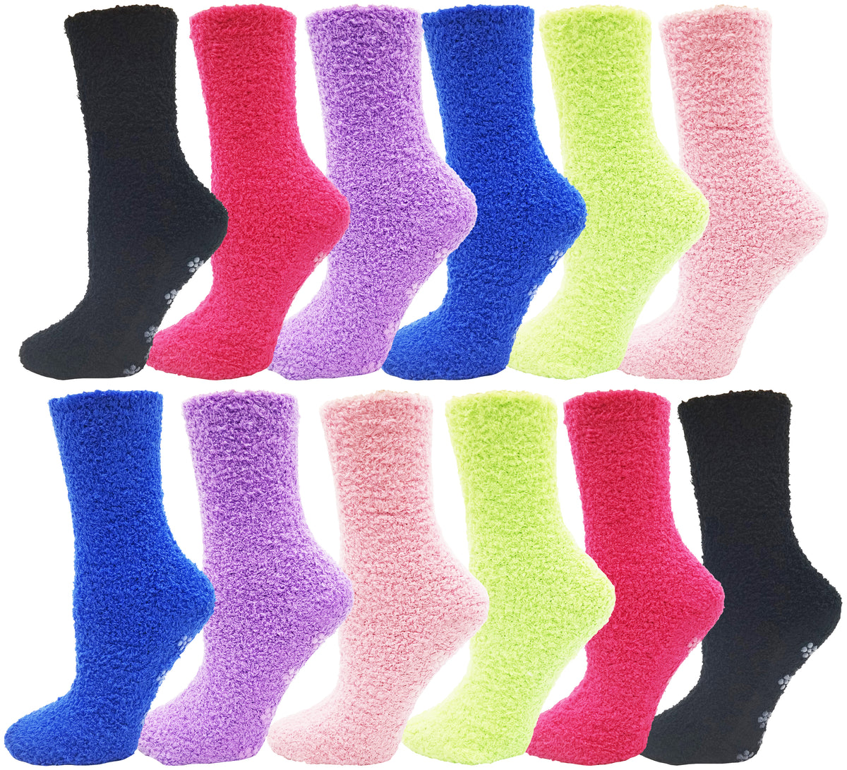 Ladies Brushed Assorted Slipper Socks With Grippers by Foxbury 12