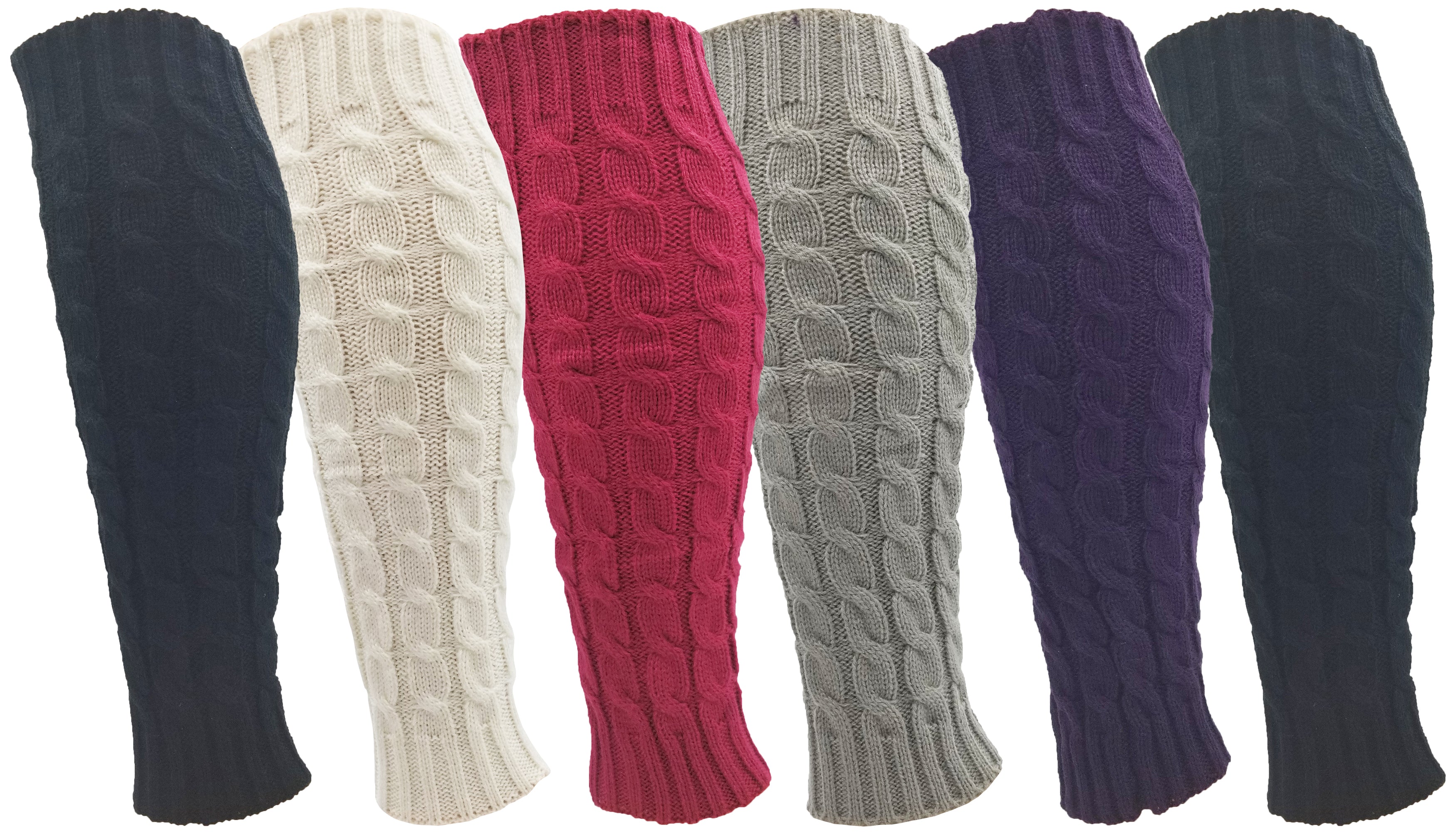 2 Pairs Women's Cable Knit Leg Warmers Winter Warm Over The Knee Socks Long