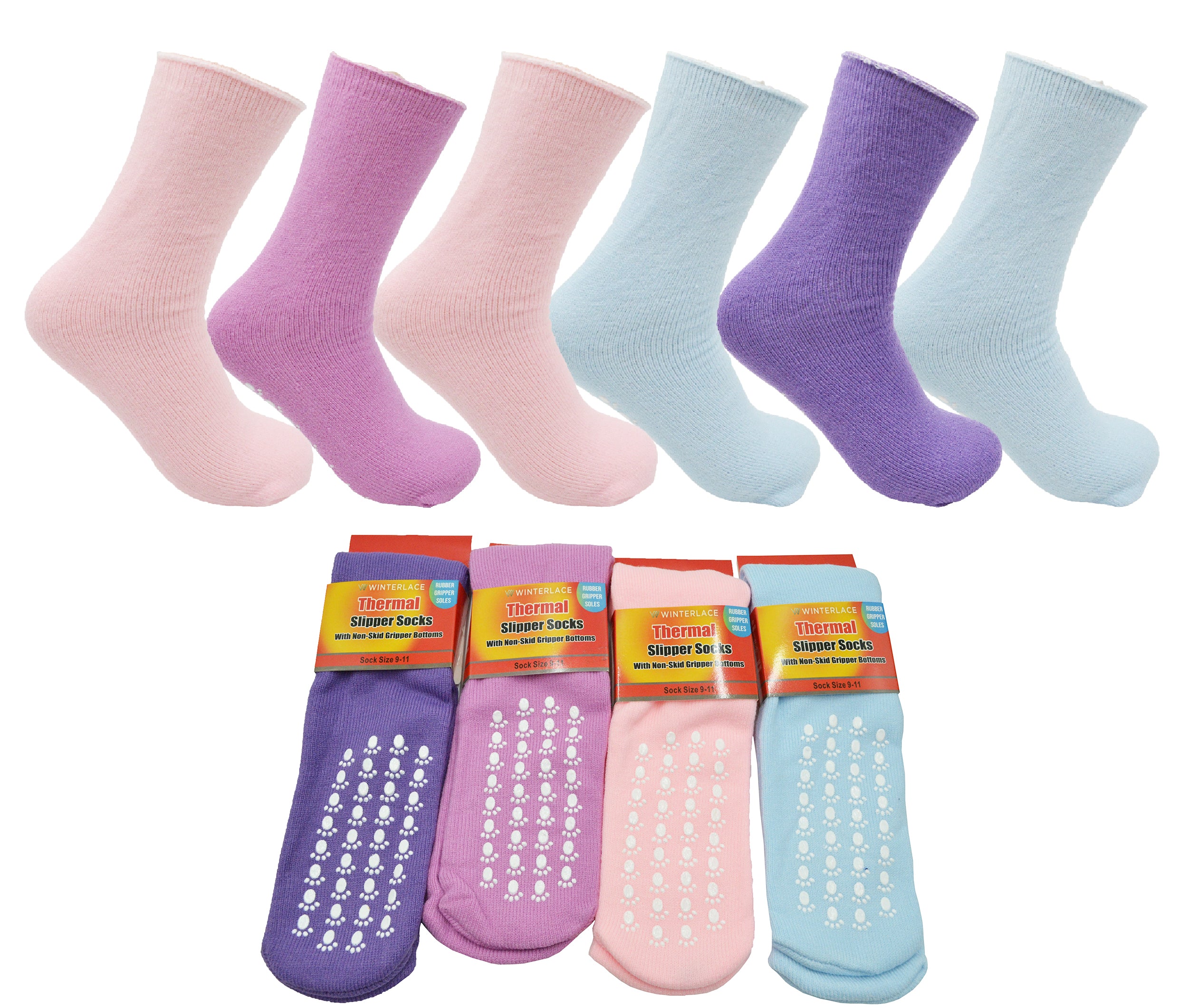 Wholesale Women's Sherpa-Lined Non-Slip Socks - Assorted